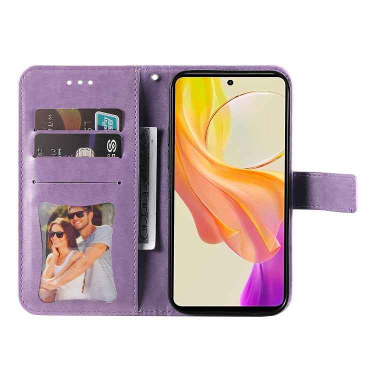 Seven-petal Flowers Embossing Leather Phone Case, For vivo Y36 4G / 5G Foreign, For vivo Y78 5G Foreign