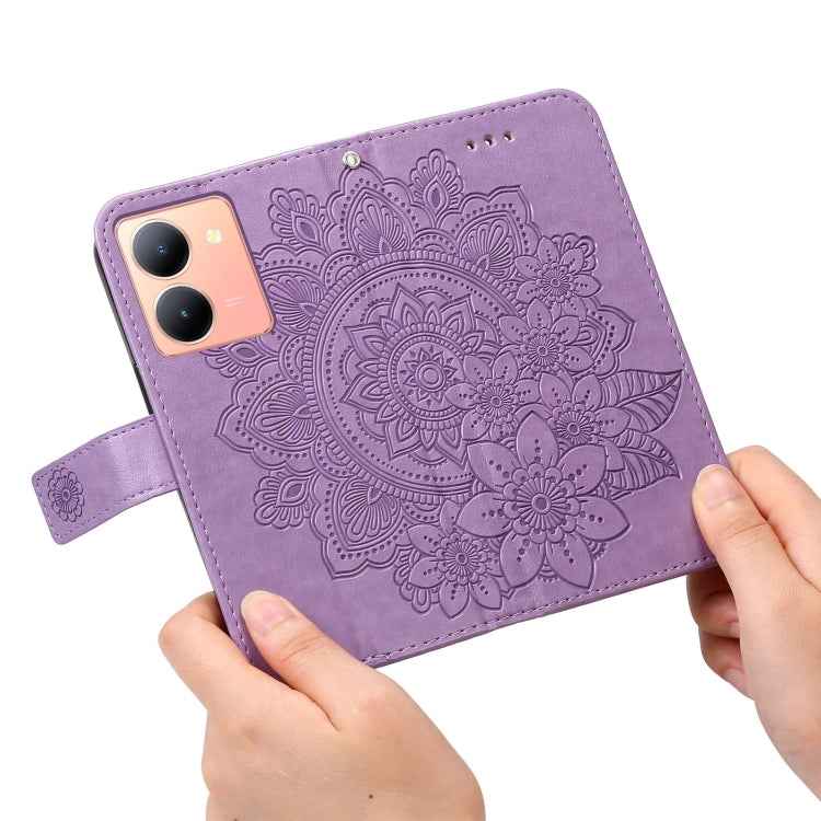 Seven-petal Flowers Embossing Leather Phone Case, For vivo Y36 4G / 5G Foreign, For vivo Y78 5G Foreign