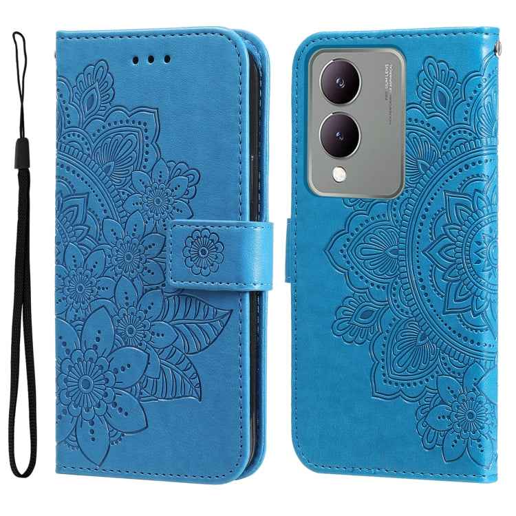 Seven-petal Flowers Embossing Leather Phone Case, For vivo X200 Pro, For vivo V40 Lite 4G / 5G IDN, For vivo Y300 Pro, For vivo Y28 4G Global, For vivo Y38 5G / T3x 5G Global, For vivo Y100 IDN / Y200e 5G Global, For vivo Y03 4G                        ...