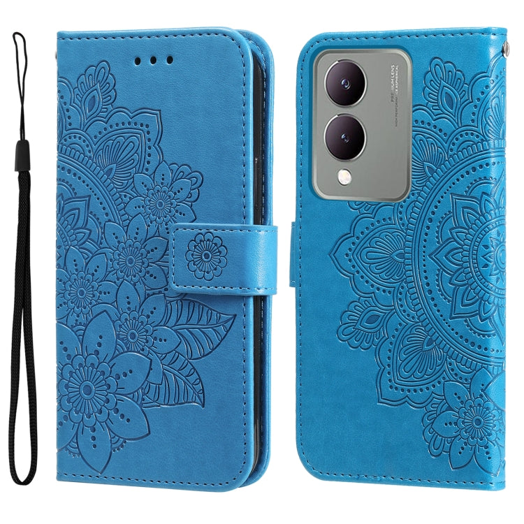 Seven-petal Flowers Embossing Leather Phone Case, For vivo Y100 IDN / Y200e 5G Global, For vivo Y03 4G, For vivo Y200 / V29e Global, For vivo Y17s, For vivo Y36 4G / 5G Foreign, For vivo Y78 5G Foreign