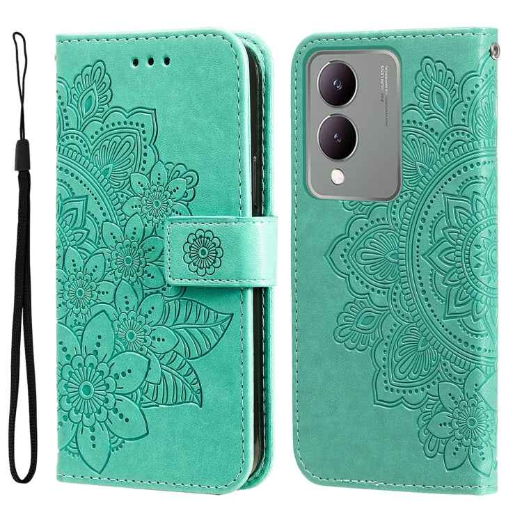 Seven-petal Flowers Embossing Leather Phone Case, For vivo X200 Pro, For vivo V40 Lite 4G / 5G IDN, For vivo Y300 Pro, For vivo Y28 4G Global, For vivo Y38 5G / T3x 5G Global, For vivo Y100 IDN / Y200e 5G Global, For vivo Y03 4G                        ...