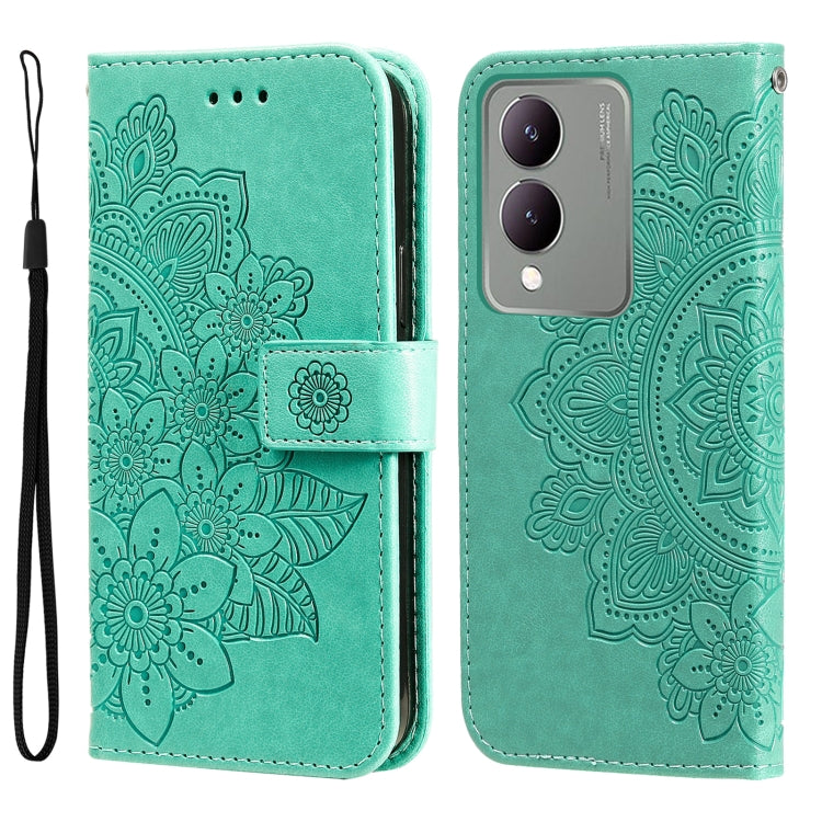 Seven-petal Flowers Embossing Leather Phone Case, For vivo Y100 IDN / Y200e 5G Global, For vivo Y03 4G, For vivo Y200 / V29e Global, For vivo Y17s, For vivo Y36 4G / 5G Foreign, For vivo Y78 5G Foreign