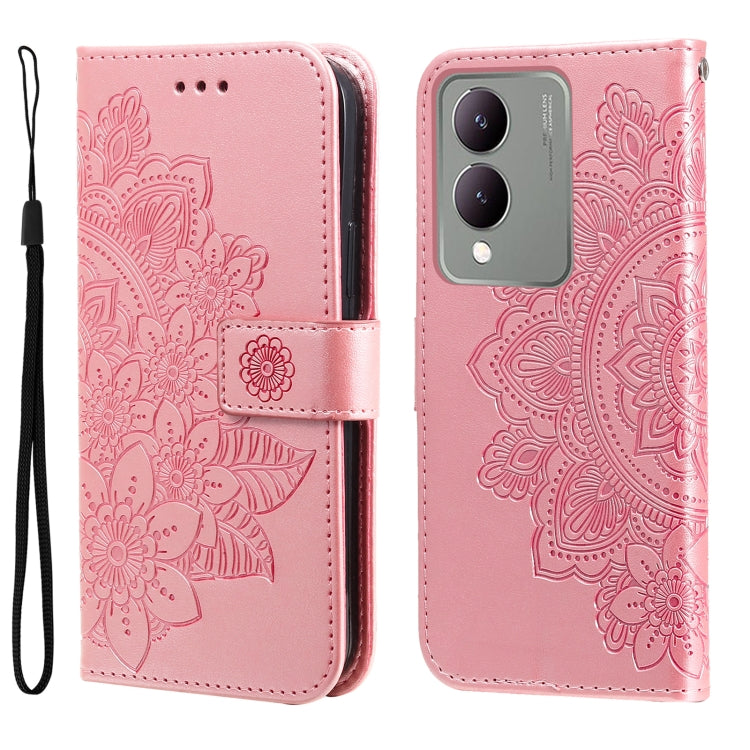 Seven-petal Flowers Embossing Leather Phone Case, For vivo X200 Pro, For vivo V40 Lite 4G / 5G IDN, For vivo Y300 Pro, For vivo Y28 4G Global, For vivo Y38 5G / T3x 5G Global, For vivo Y100 IDN / Y200e 5G Global, For vivo Y03 4G                        ...