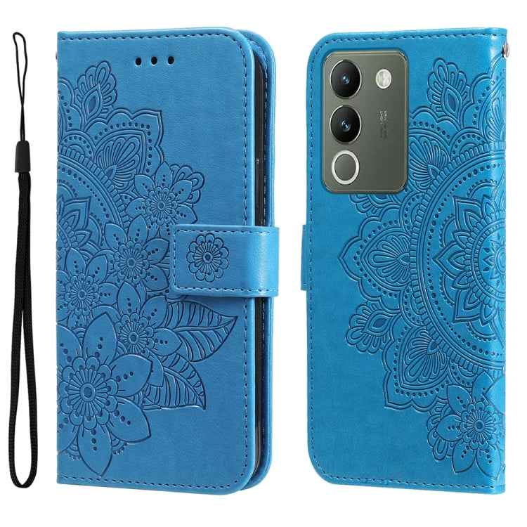 Seven-petal Flowers Embossing Leather Phone Case, For vivo X200 Pro, For vivo V40 Lite 4G / 5G IDN, For vivo Y300 Pro, For vivo Y28 4G Global, For vivo Y38 5G / T3x 5G Global, For vivo Y100 IDN / Y200e 5G Global, For vivo Y03 4G                        ...