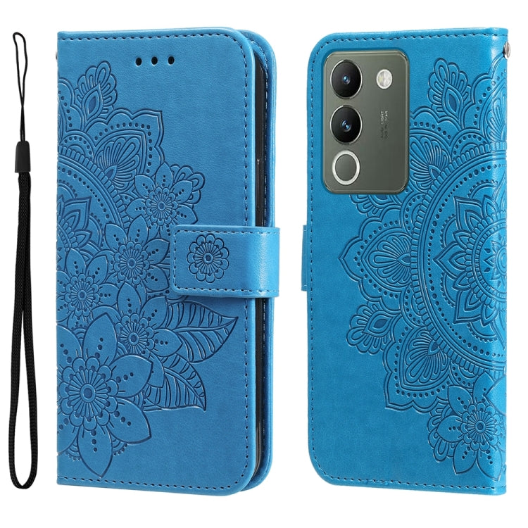 Seven-petal Flowers Embossing Leather Phone Case, For vivo Y100 IDN / Y200e 5G Global, For vivo Y03 4G, For vivo Y200 / V29e Global, For vivo Y17s, For vivo Y36 4G / 5G Foreign, For vivo Y78 5G Foreign