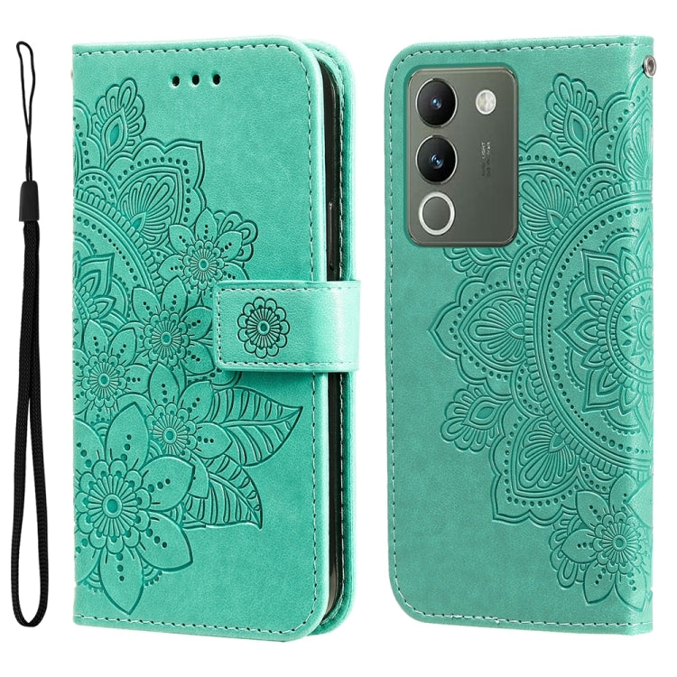 Seven-petal Flowers Embossing Leather Phone Case, For vivo Y100 IDN / Y200e 5G Global, For vivo Y03 4G, For vivo Y200 / V29e Global, For vivo Y17s, For vivo Y36 4G / 5G Foreign, For vivo Y78 5G Foreign