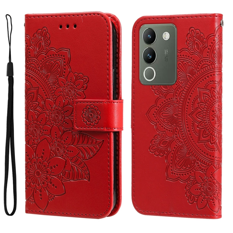 Seven-petal Flowers Embossing Leather Phone Case, For vivo Y100 IDN / Y200e 5G Global, For vivo Y03 4G, For vivo Y200 / V29e Global, For vivo Y17s, For vivo Y36 4G / 5G Foreign, For vivo Y78 5G Foreign