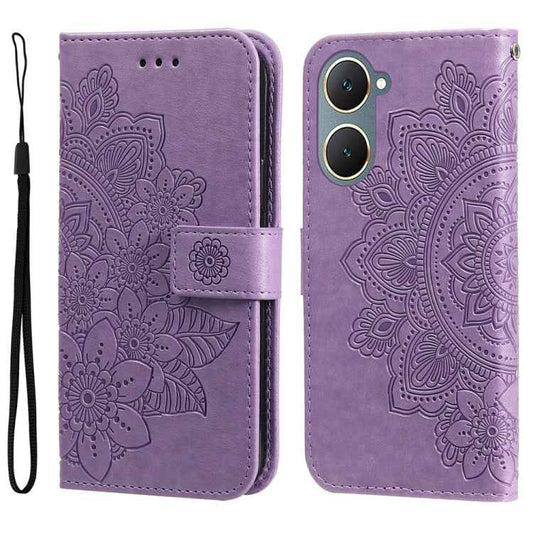 Seven-petal Flowers Embossing Leather Phone Case, For vivo Y03 4G, For vivo Y200 / V29e Global, For vivo Y17s, For vivo Y36 4G / 5G Foreign, For vivo Y78 5G Foreign