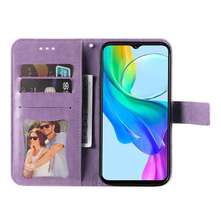 Seven-petal Flowers Embossing Leather Phone Case, For vivo Y03 4G, For vivo Y200 / V29e Global, For vivo Y17s, For vivo Y36 4G / 5G Foreign, For vivo Y78 5G Foreign
