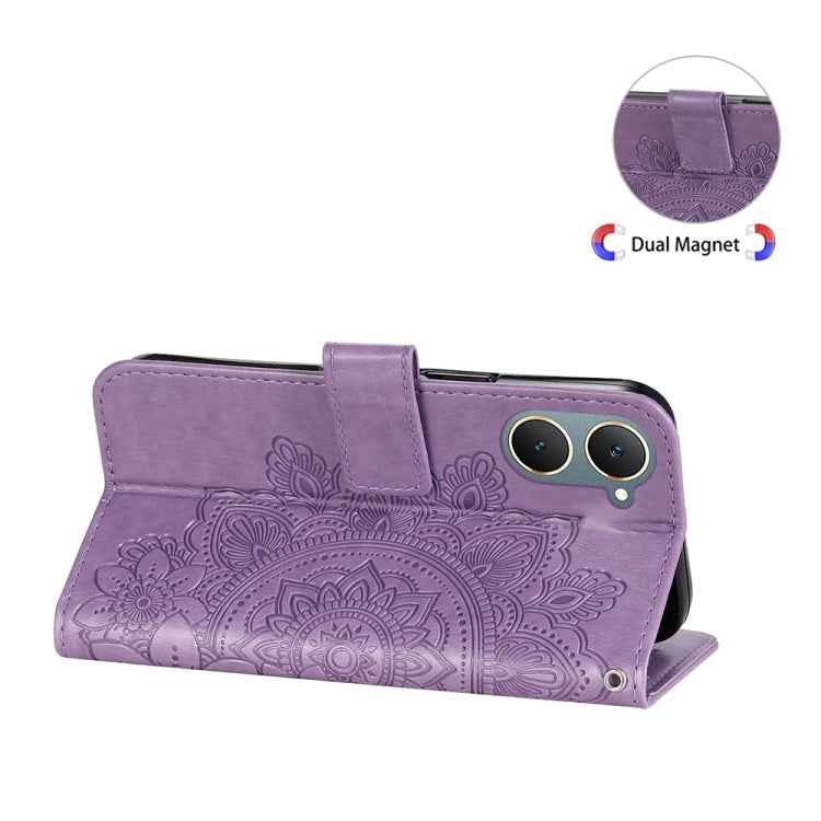 Seven-petal Flowers Embossing Leather Phone Case, For vivo Y03 4G, For vivo Y200 / V29e Global, For vivo Y17s, For vivo Y36 4G / 5G Foreign, For vivo Y78 5G Foreign