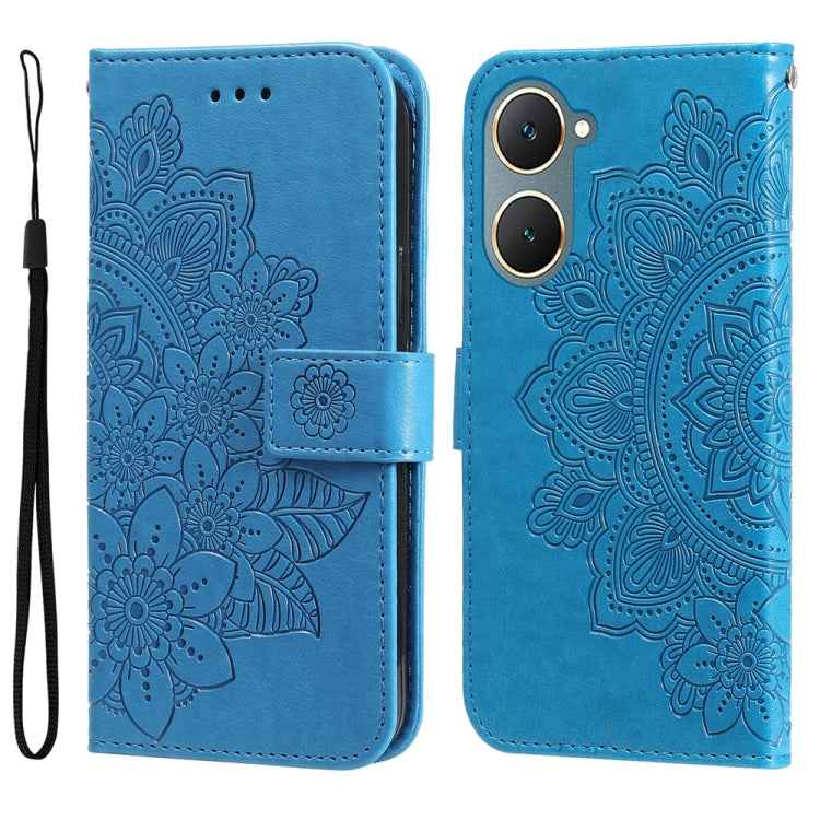 Seven-petal Flowers Embossing Leather Phone Case, For vivo X200 Pro, For vivo V40 Lite 4G / 5G IDN, For vivo Y300 Pro, For vivo Y28 4G Global, For vivo Y38 5G / T3x 5G Global, For vivo Y100 IDN / Y200e 5G Global, For vivo Y03 4G                        ...