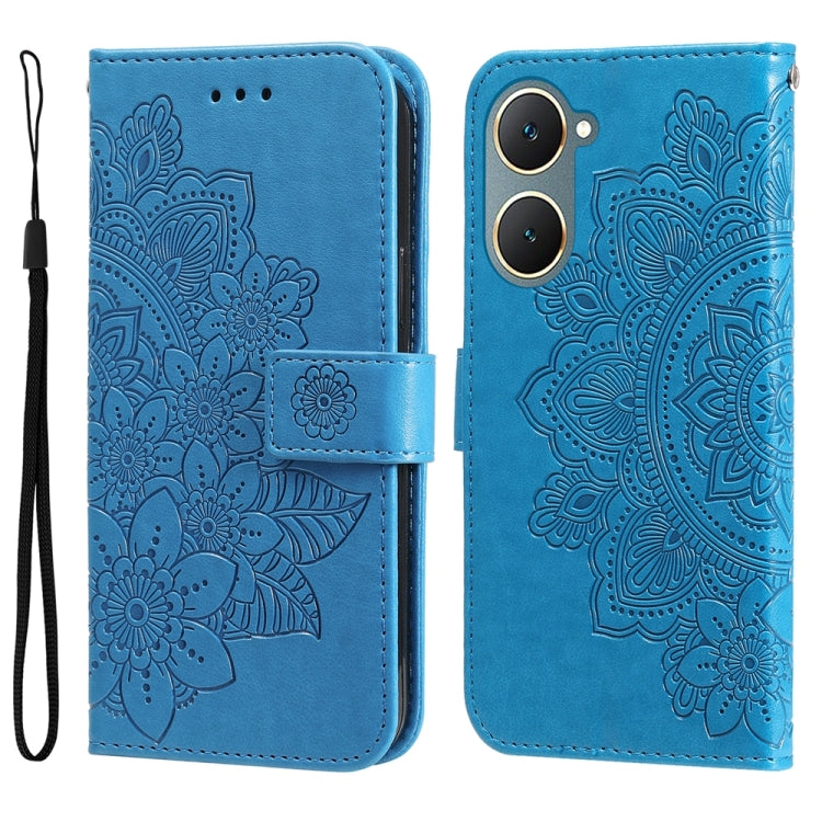 Seven-petal Flowers Embossing Leather Phone Case, For vivo Y100 IDN / Y200e 5G Global, For vivo Y03 4G, For vivo Y200 / V29e Global, For vivo Y17s, For vivo Y36 4G / 5G Foreign, For vivo Y78 5G Foreign