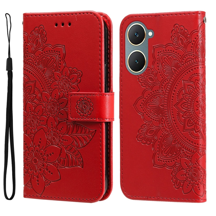 Seven-petal Flowers Embossing Leather Phone Case, For vivo Y100 IDN / Y200e 5G Global, For vivo Y03 4G, For vivo Y200 / V29e Global, For vivo Y17s, For vivo Y36 4G / 5G Foreign, For vivo Y78 5G Foreign