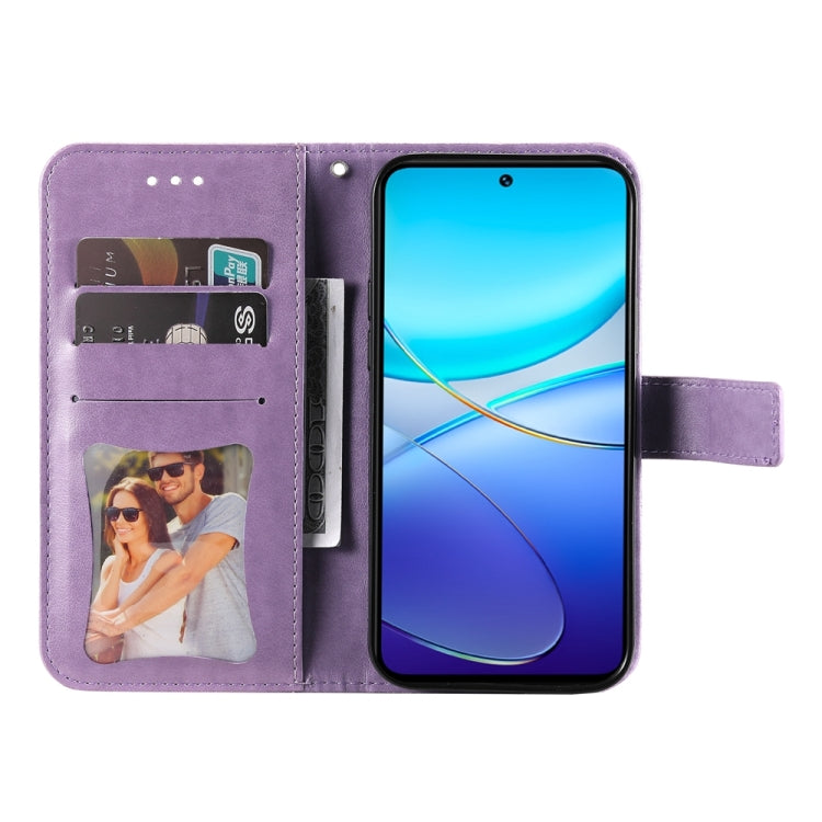 Seven-petal Flowers Embossing Leather Phone Case, For vivo Y100 IDN / Y200e 5G Global, For vivo Y03 4G, For vivo Y200 / V29e Global, For vivo Y17s, For vivo Y36 4G / 5G Foreign, For vivo Y78 5G Foreign