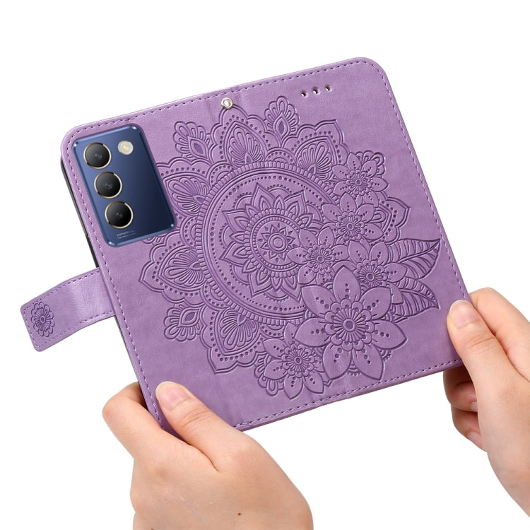 Seven-petal Flowers Embossing Leather Phone Case, For vivo Y100 IDN / Y200e 5G Global, For vivo Y03 4G, For vivo Y200 / V29e Global, For vivo Y17s, For vivo Y36 4G / 5G Foreign, For vivo Y78 5G Foreign