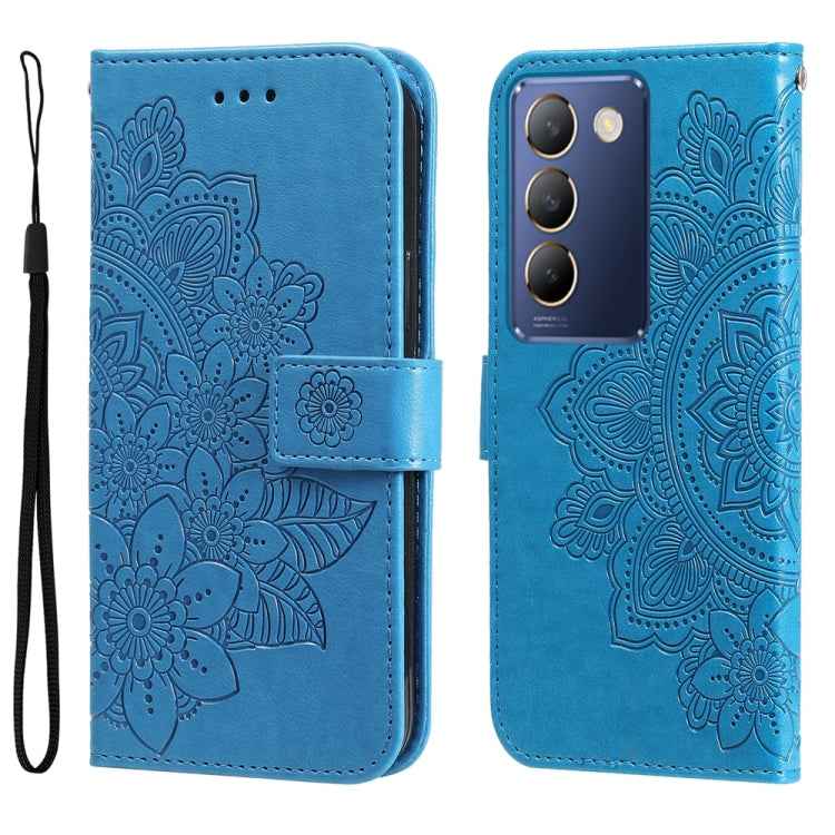 Seven-petal Flowers Embossing Leather Phone Case, For vivo X200 Pro, For vivo V40 Lite 4G / 5G IDN, For vivo Y300 Pro, For vivo Y28 4G Global, For vivo Y38 5G / T3x 5G Global, For vivo Y100 IDN / Y200e 5G Global, For vivo Y03 4G                        ...