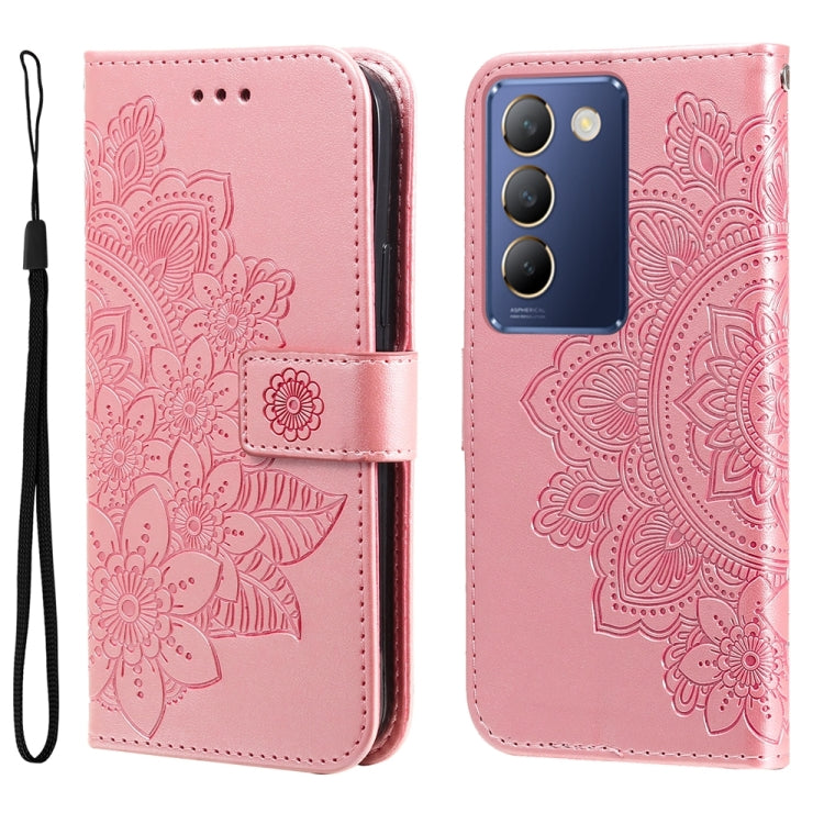 Seven-petal Flowers Embossing Leather Phone Case, For vivo Y100 IDN / Y200e 5G Global, For vivo Y03 4G, For vivo Y200 / V29e Global, For vivo Y17s, For vivo Y36 4G / 5G Foreign, For vivo Y78 5G Foreign