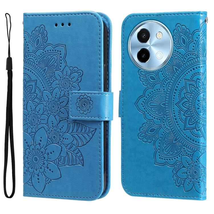 Seven-petal Flowers Embossing Leather Phone Case, For vivo X200 Pro, For vivo V40 Lite 4G / 5G IDN, For vivo Y300 Pro, For vivo Y28 4G Global, For vivo Y38 5G / T3x 5G Global, For vivo Y100 IDN / Y200e 5G Global, For vivo Y03 4G                        ...