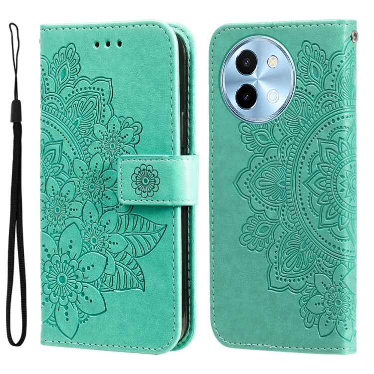 Seven-petal Flowers Embossing Leather Phone Case, For vivo X200 Pro, For vivo V40 Lite 4G / 5G IDN, For vivo Y300 Pro, For vivo Y28 4G Global, For vivo Y38 5G / T3x 5G Global, For vivo Y100 IDN / Y200e 5G Global, For vivo Y03 4G                        ...
