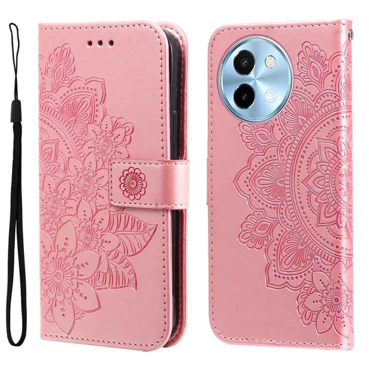 Seven-petal Flowers Embossing Leather Phone Case, For vivo X200 Pro, For vivo V40 Lite 4G / 5G IDN, For vivo Y300 Pro, For vivo Y28 4G Global, For vivo Y38 5G / T3x 5G Global, For vivo Y100 IDN / Y200e 5G Global, For vivo Y03 4G                        ...