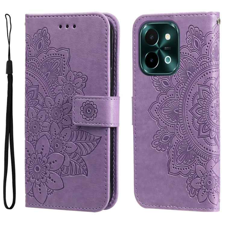 Seven-petal Flowers Embossing Leather Phone Case, For vivo X200 Pro, For vivo V40 Lite 4G / 5G IDN, For vivo Y300 Pro, For vivo Y28 4G Global, For vivo Y38 5G / T3x 5G Global, For vivo Y100 IDN / Y200e 5G Global, For vivo Y03 4G                        ...
