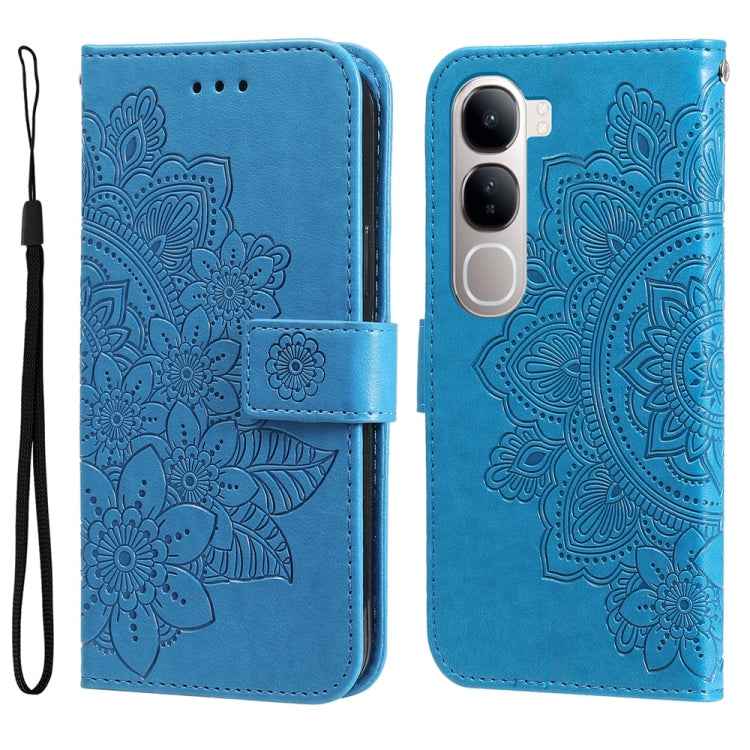 Seven-petal Flowers Embossing Leather Phone Case, For vivo X200 Pro, For vivo V40 Lite 4G / 5G IDN, For vivo Y300 Pro, For vivo Y28 4G Global, For vivo Y38 5G / T3x 5G Global, For vivo Y100 IDN / Y200e 5G Global, For vivo Y03 4G                        ...