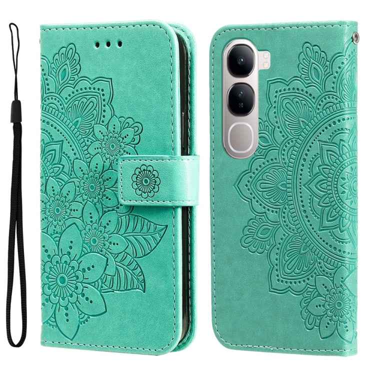 Seven-petal Flowers Embossing Leather Phone Case, For vivo X200 Pro, For vivo V40 Lite 4G / 5G IDN, For vivo Y300 Pro, For vivo Y28 4G Global, For vivo Y38 5G / T3x 5G Global, For vivo Y100 IDN / Y200e 5G Global, For vivo Y03 4G                        ...