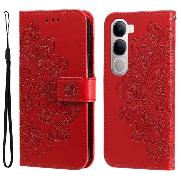 Seven-petal Flowers Embossing Leather Phone Case, For vivo X200 Pro, For vivo V40 Lite 4G / 5G IDN, For vivo Y300 Pro, For vivo Y28 4G Global, For vivo Y38 5G / T3x 5G Global, For vivo Y100 IDN / Y200e 5G Global, For vivo Y03 4G                        ...