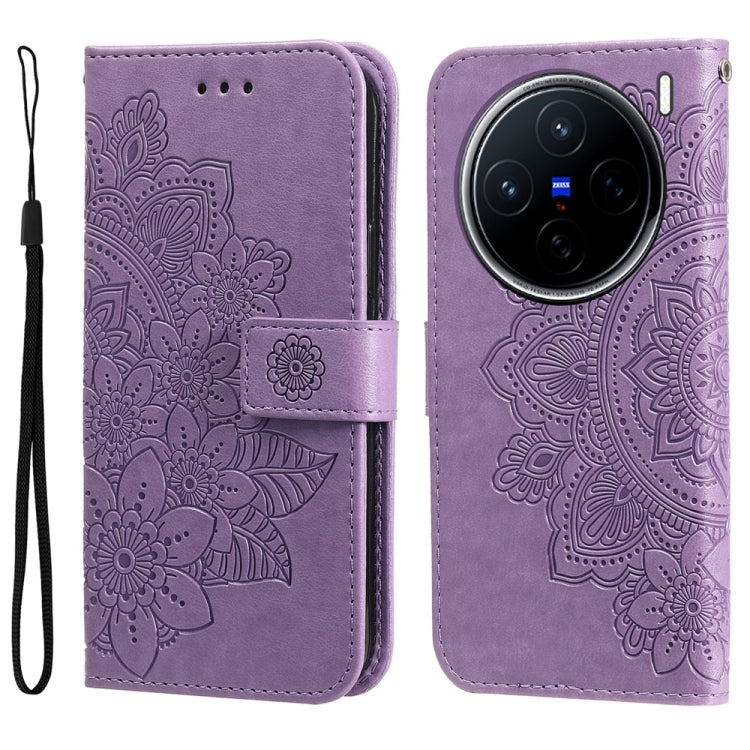 Seven-petal Flowers Embossing Leather Phone Case, For vivo S20 Pro, For vivo Y19s, For vivo X200, For vivo X200 Pro mini, For vivo X200 Pro, For vivo V40 Lite 4G / 5G IDN, For vivo Y300 Pro, For vivo Y28 4G Global, For vivo Y38 5G / T3x 5G Global