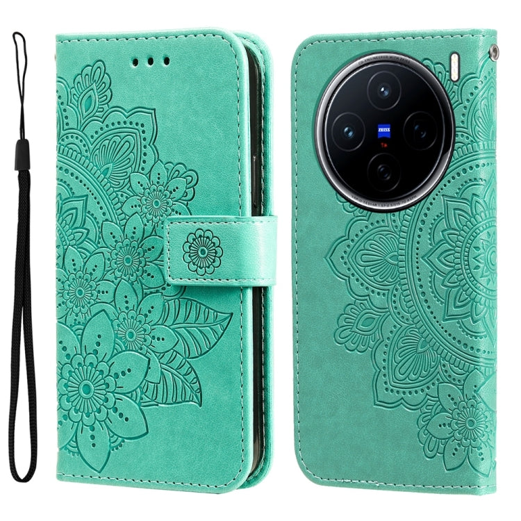 Seven-petal Flowers Embossing Leather Phone Case, For vivo S20 Pro, For vivo Y19s, For vivo X200, For vivo X200 Pro mini, For vivo X200 Pro, For vivo V40 Lite 4G / 5G IDN, For vivo Y300 Pro, For vivo Y28 4G Global, For vivo Y38 5G / T3x 5G Global