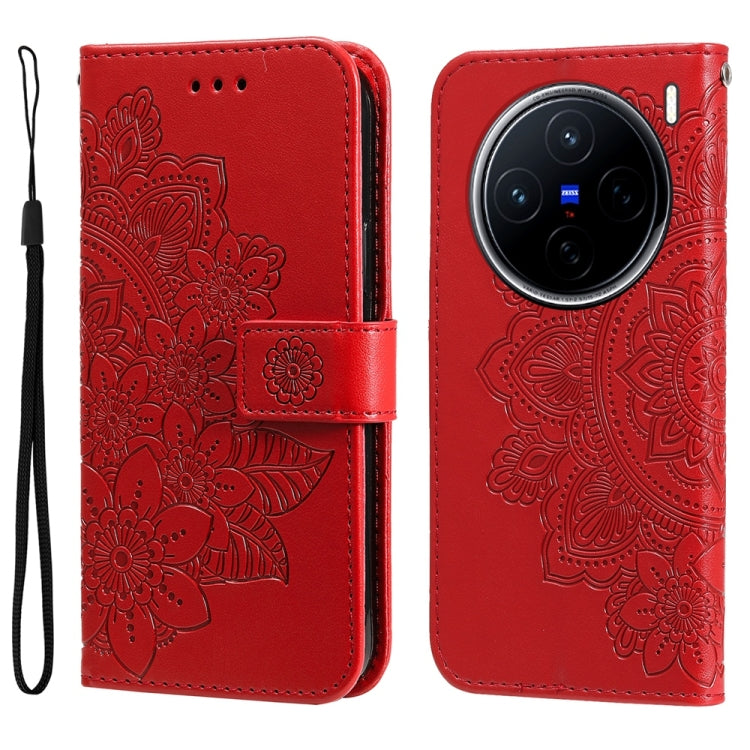 Seven-petal Flowers Embossing Leather Phone Case, For vivo S20 Pro, For vivo Y19s, For vivo X200, For vivo X200 Pro mini, For vivo X200 Pro, For vivo V40 Lite 4G / 5G IDN, For vivo Y300 Pro, For vivo Y28 4G Global, For vivo Y38 5G / T3x 5G Global