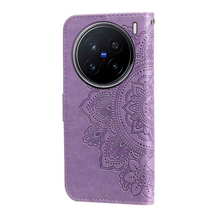 Seven-petal Flowers Embossing Leather Phone Case, For vivo X200 Pro, For vivo V40 Lite 4G / 5G IDN, For vivo Y300 Pro, For vivo Y28 4G Global, For vivo Y38 5G / T3x 5G Global, For vivo Y100 IDN / Y200e 5G Global, For vivo Y03 4G                        ...