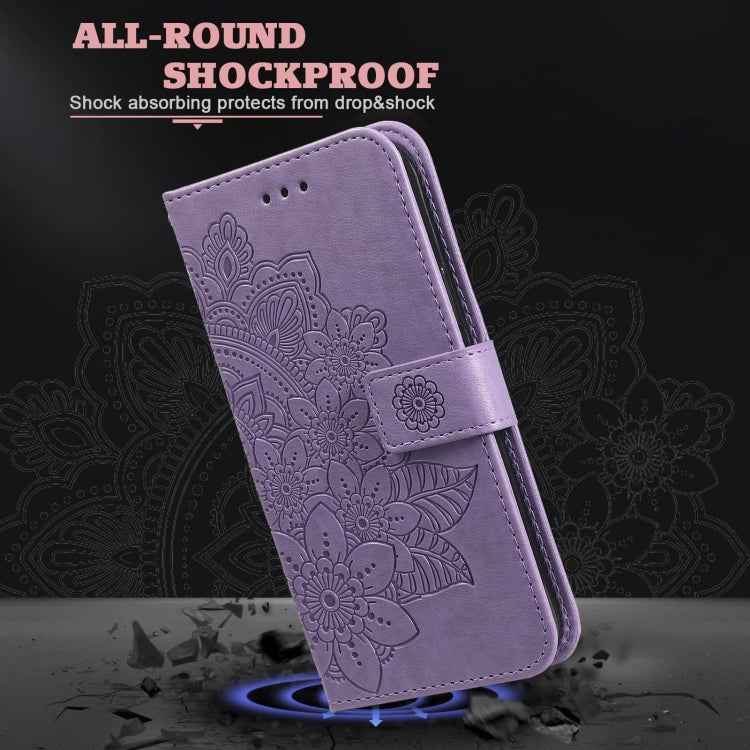 Seven-petal Flowers Embossing Leather Phone Case, For vivo X200 Pro, For vivo V40 Lite 4G / 5G IDN, For vivo Y300 Pro, For vivo Y28 4G Global, For vivo Y38 5G / T3x 5G Global, For vivo Y100 IDN / Y200e 5G Global, For vivo Y03 4G                        ...