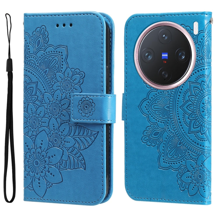 Seven-petal Flowers Embossing Leather Phone Case, For vivo S20 Pro, For vivo Y19s, For vivo X200, For vivo X200 Pro mini, For vivo X200 Pro, For vivo V40 Lite 4G / 5G IDN, For vivo Y300 Pro, For vivo Y28 4G Global, For vivo Y38 5G / T3x 5G Global