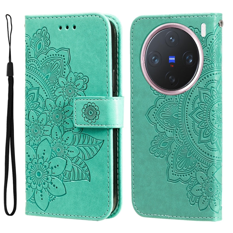 Seven-petal Flowers Embossing Leather Phone Case, For vivo S20 Pro, For vivo Y19s, For vivo X200, For vivo X200 Pro mini, For vivo X200 Pro, For vivo V40 Lite 4G / 5G IDN, For vivo Y300 Pro, For vivo Y28 4G Global, For vivo Y38 5G / T3x 5G Global