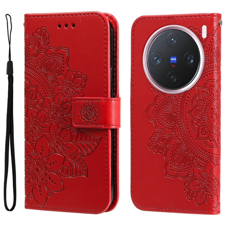 Seven-petal Flowers Embossing Leather Phone Case, For vivo S20 Pro, For vivo Y19s, For vivo X200, For vivo X200 Pro mini, For vivo X200 Pro, For vivo V40 Lite 4G / 5G IDN, For vivo Y300 Pro, For vivo Y28 4G Global, For vivo Y38 5G / T3x 5G Global