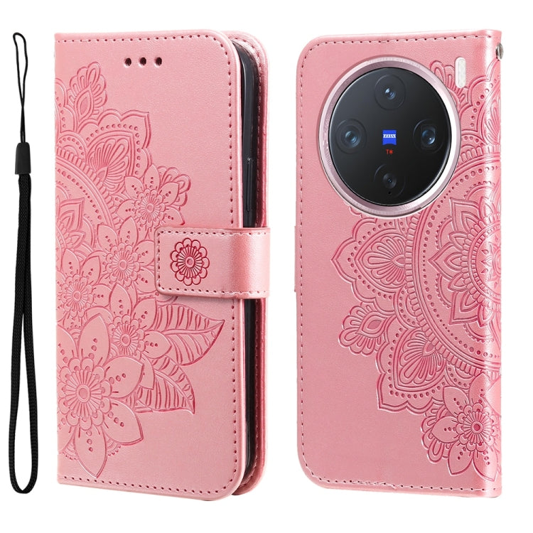 Seven-petal Flowers Embossing Leather Phone Case, For vivo S20 Pro, For vivo Y19s, For vivo X200, For vivo X200 Pro mini, For vivo X200 Pro, For vivo V40 Lite 4G / 5G IDN, For vivo Y300 Pro, For vivo Y28 4G Global, For vivo Y38 5G / T3x 5G Global