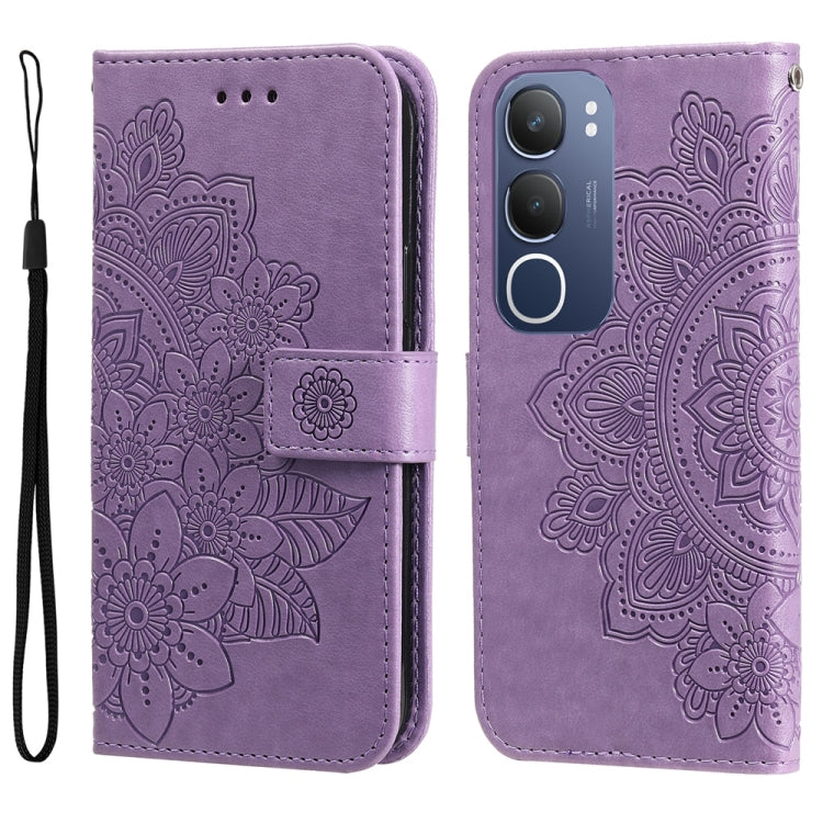 Seven-petal Flowers Embossing Leather Phone Case, For vivo S20 Pro, For vivo Y19s, For vivo X200, For vivo X200 Pro mini, For vivo X200 Pro, For vivo V40 Lite 4G / 5G IDN, For vivo Y300 Pro, For vivo Y28 4G Global, For vivo Y38 5G / T3x 5G Global