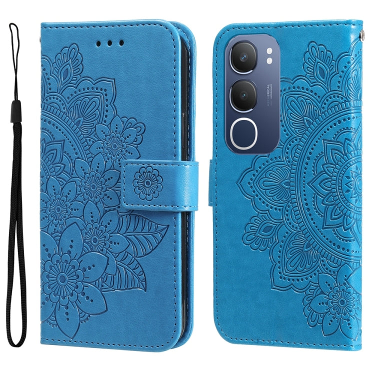 Seven-petal Flowers Embossing Leather Phone Case, For vivo S20 Pro, For vivo Y19s, For vivo X200, For vivo X200 Pro mini, For vivo X200 Pro, For vivo V40 Lite 4G / 5G IDN, For vivo Y300 Pro, For vivo Y28 4G Global, For vivo Y38 5G / T3x 5G Global