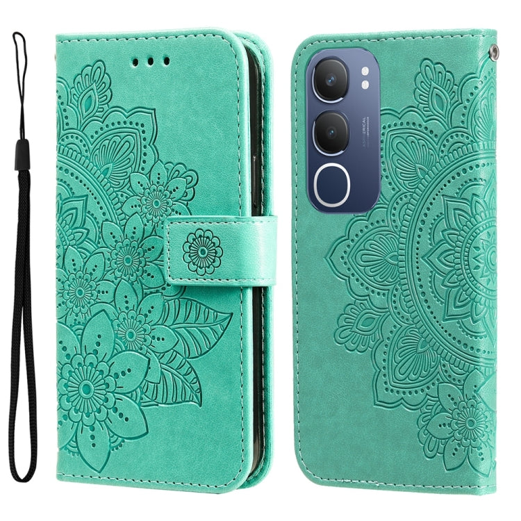 Seven-petal Flowers Embossing Leather Phone Case, For vivo S20 Pro, For vivo Y19s, For vivo X200, For vivo X200 Pro mini, For vivo X200 Pro, For vivo V40 Lite 4G / 5G IDN, For vivo Y300 Pro, For vivo Y28 4G Global, For vivo Y38 5G / T3x 5G Global