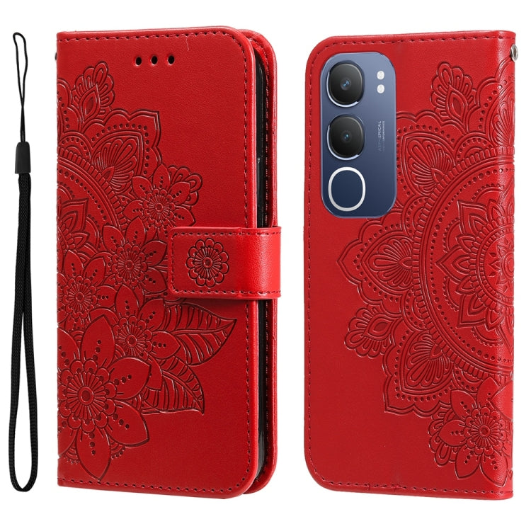 Seven-petal Flowers Embossing Leather Phone Case, For vivo S20 Pro, For vivo Y19s, For vivo X200, For vivo X200 Pro mini, For vivo X200 Pro, For vivo V40 Lite 4G / 5G IDN, For vivo Y300 Pro, For vivo Y28 4G Global, For vivo Y38 5G / T3x 5G Global
