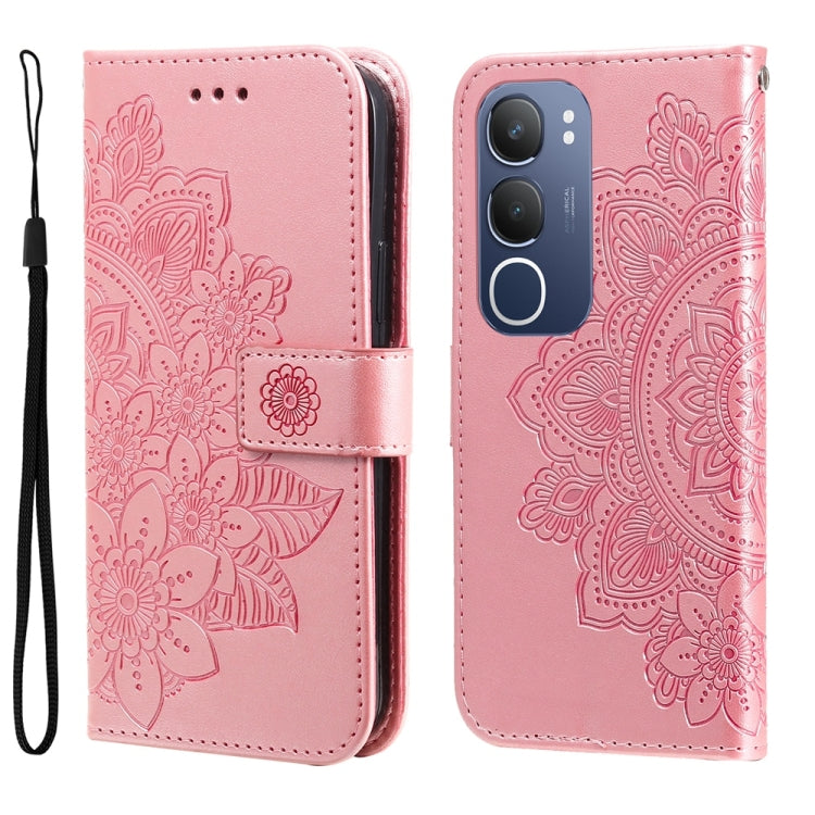 Seven-petal Flowers Embossing Leather Phone Case, For vivo S20 Pro, For vivo Y19s, For vivo X200, For vivo X200 Pro mini, For vivo X200 Pro, For vivo V40 Lite 4G / 5G IDN, For vivo Y300 Pro, For vivo Y28 4G Global, For vivo Y38 5G / T3x 5G Global