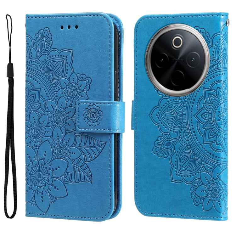 Seven-petal Flowers Embossing Leather Phone Case, For vivo X200 Pro, For vivo V40 Lite 4G / 5G IDN, For vivo Y300 Pro, For vivo Y28 4G Global, For vivo Y38 5G / T3x 5G Global, For vivo Y100 IDN / Y200e 5G Global, For vivo Y03 4G                        ...