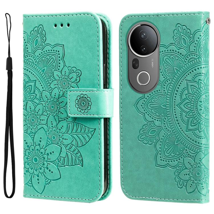 Seven-petal Flowers Embossing Leather Phone Case, For vivo S20 Pro, For vivo Y19s, For vivo X200, For vivo X200 Pro mini, For vivo X200 Pro, For vivo V40 Lite 4G / 5G IDN, For vivo Y300 Pro, For vivo Y28 4G Global, For vivo Y38 5G / T3x 5G Global