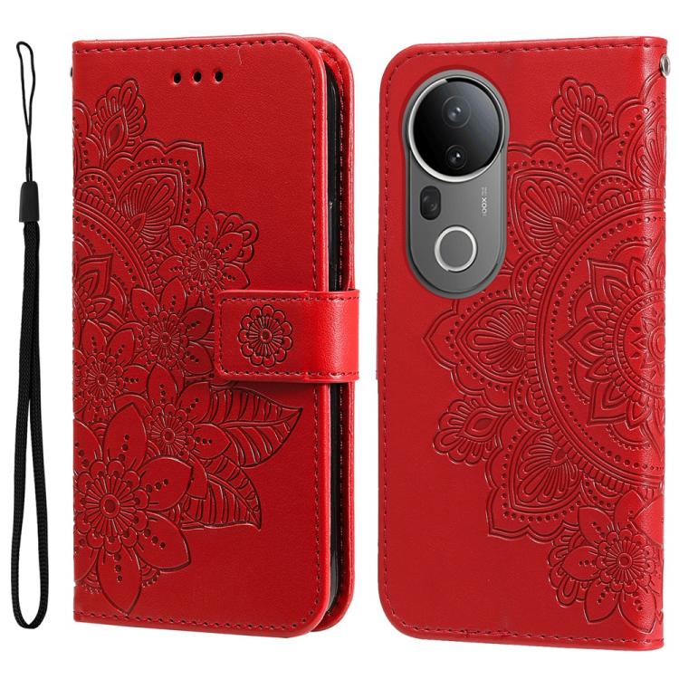 Seven-petal Flowers Embossing Leather Phone Case, For vivo S20 Pro, For vivo Y19s, For vivo X200, For vivo X200 Pro mini, For vivo X200 Pro, For vivo V40 Lite 4G / 5G IDN, For vivo Y300 Pro, For vivo Y28 4G Global, For vivo Y38 5G / T3x 5G Global