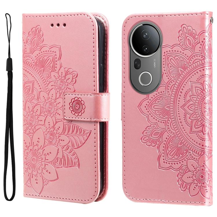 Seven-petal Flowers Embossing Leather Phone Case, For vivo S20 Pro, For vivo Y19s, For vivo X200, For vivo X200 Pro mini, For vivo X200 Pro, For vivo V40 Lite 4G / 5G IDN, For vivo Y300 Pro, For vivo Y28 4G Global, For vivo Y38 5G / T3x 5G Global