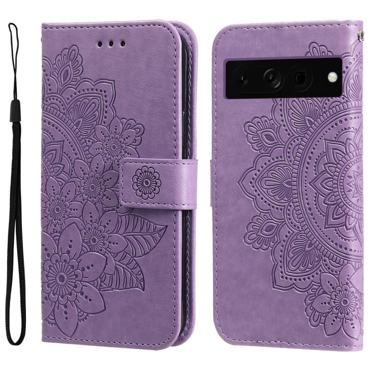 Seven-petal Flowers Embossing Leather Phone Case, For Google Pixel 8, For Google Pixel 7a, For Google Pixel 7 Pro, For Google Pixel  7