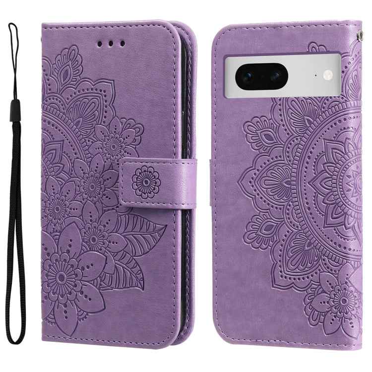 Seven-petal Flowers Embossing Leather Phone Case, For Google Pixel  7