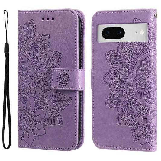 Seven-petal Flowers Embossing Leather Phone Case, For Google Pixel  7