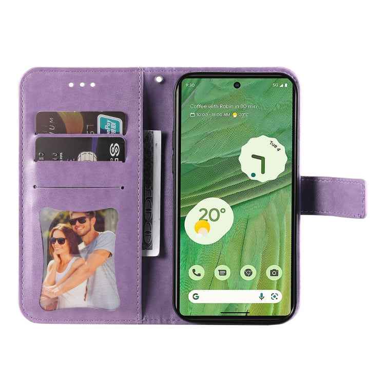 Seven-petal Flowers Embossing Leather Phone Case, For Google Pixel  7